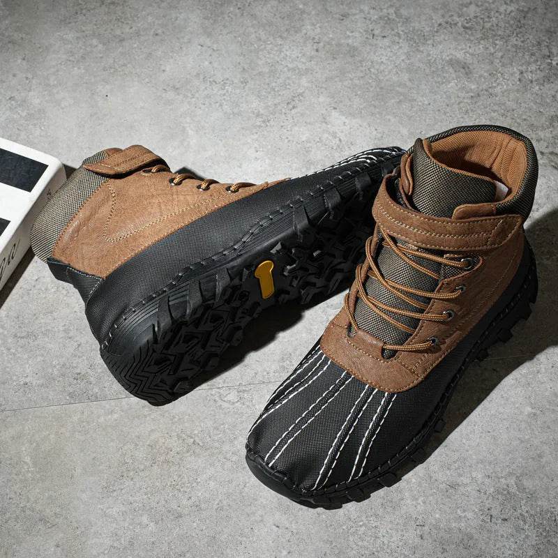 Winter Fleece Lace-up Snow Boots For Men Women Waterproof And Anti-slip Outdoor Work Boot Fashion Warm Mid-tube Cotton Shoes Men - www.Shopthatapp.com
