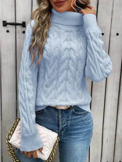 Women's Cable-knit Turtleneck Sweater - www.Shopthatapp.com