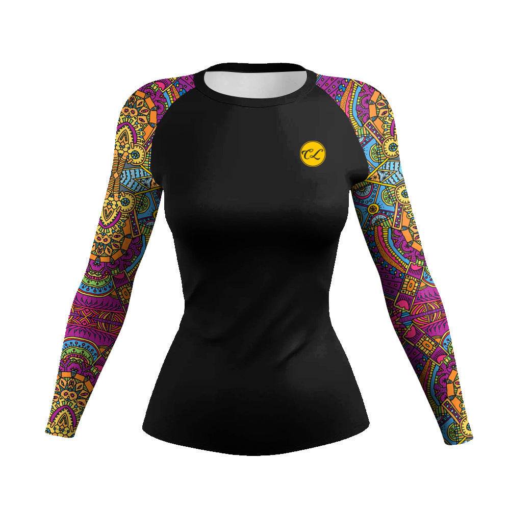 Printed Slim Fit Long Sleeve Workout Tops for Women - www.Shopthatapp.com