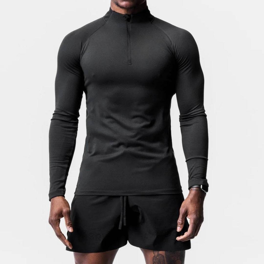 Men Quick Drying Long Sleeve Half Zip Activewear Muscle Fitted shirt Workout Gym T-shirt Top - www.Shopthatapp.com