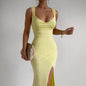 Slim Sleeveless Slit Dress With Back Tie Design Fashion Temperament Dresses For Women Clothing - www.Shopthatapp.com