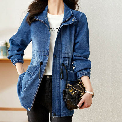 Fashion formal fitted  Zip up Denim Jacket Women - www.Shopthatapp.com