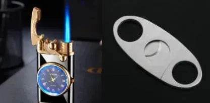 New Lighter With Electric Watch Rocker Arm Automatic Ignition Straight Blue Flame Lighter Creative Real Dial Inflatable Windproof Cigar Lighter Men's Watch Gift - www.Shopthatapp.com