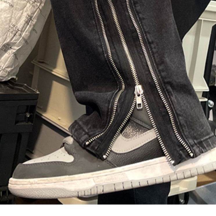 American Zippered Denim Straight Trousers For Men Jeans - www.Shopthatapp.com