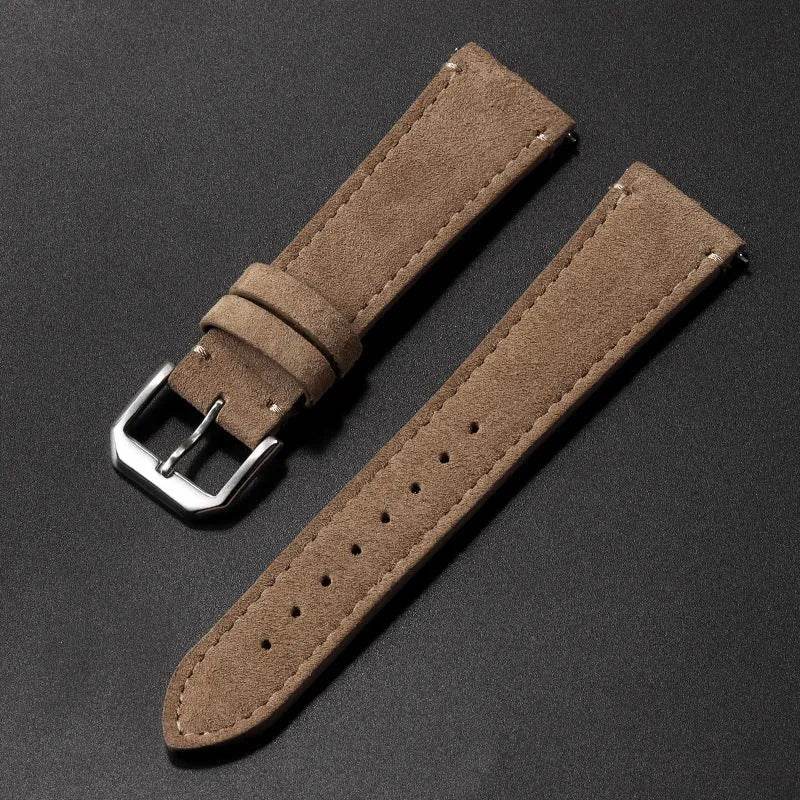 Suede Leather Strap Quick Release Watch Band - www.Shopthatapp.com