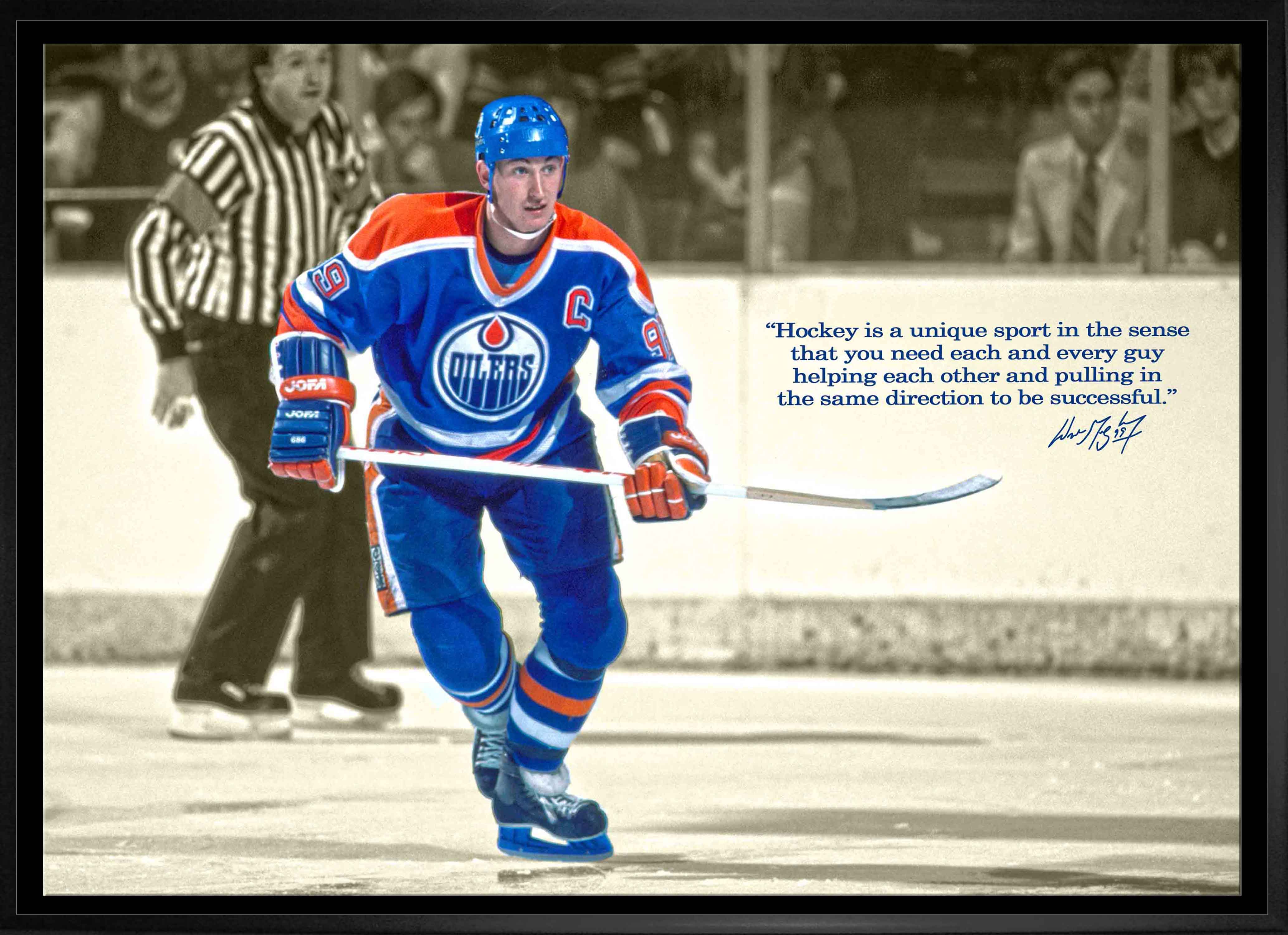 Wayne Gretzky Edmonton Oilers Framed 20x29 Skating Canvas with Quote - www.Shopthatapp.com