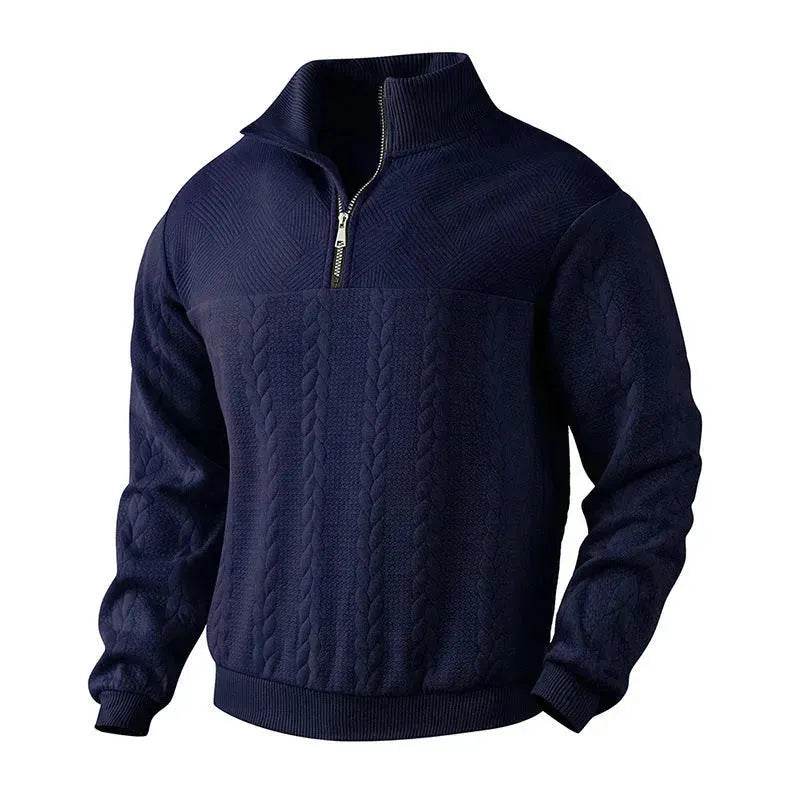 Casual Autumn Winter Half Zip Stand Collar Pullover Sweater top  Men - www.Shopthatapp.com