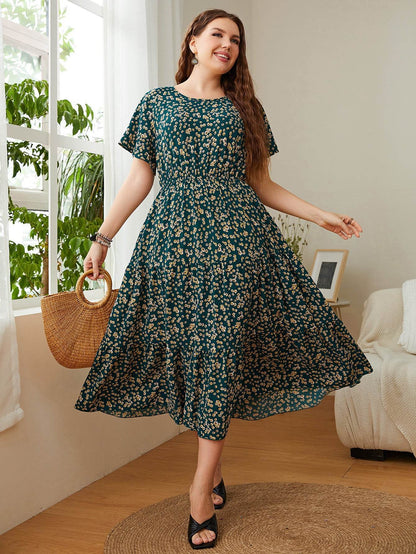 Summer Plus Size Women Floral Printed Midi Dresses - www.Shopthatapp.com