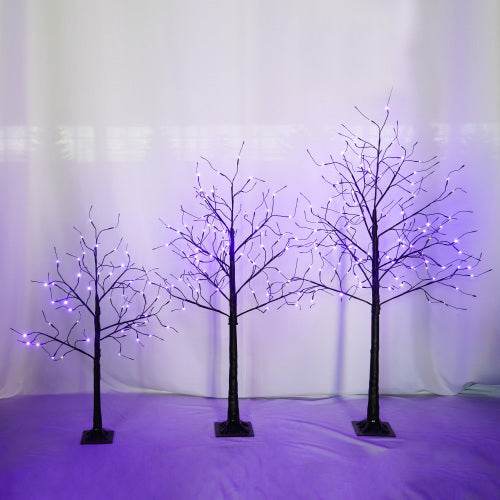 3 Pac Halloween Spooky Tree With Purple Lights, 4FT 5FT And 6FT, Lighted Black Tree For Halloween Decoration - www.Shopthatapp.com