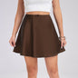 Boutique Mini Satin Skirt High Waist Elastic Solid Color flared skirt - www.Shopthatapp.com