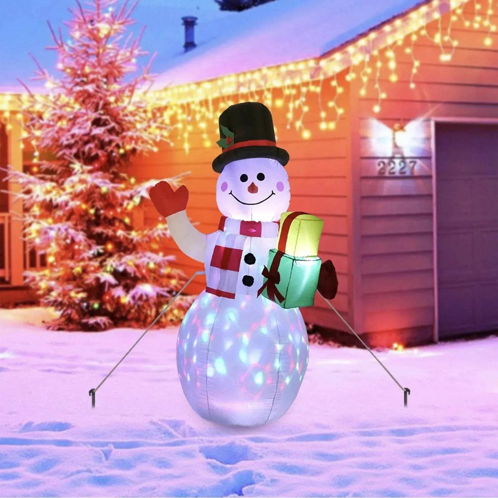 Christmas LED Lights Glowing Santa Tree Snowman Inflatable Doll Outdoor Yard Garden Decor - www.Shopthatapp.com