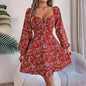 Casual Summer Floral Mini Dress Lantern Sleeve  Skater Dress - www.Shopthatapp.com
