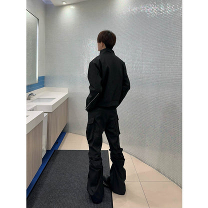 Large Pocket Pleated Black Y2K Cargo Pants Men - www.Shopthatapp.com