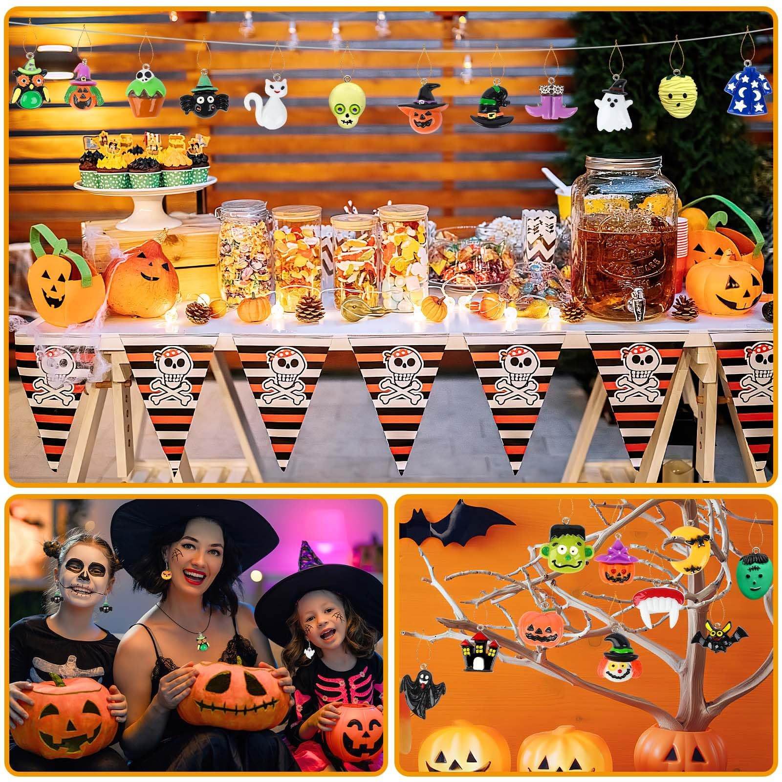 36PCS Mini Resin Halloween Ornaments - Tiny Hanging Decorations For Tree, Miniatures Figurines Charms With String, Resin Pendants For Party Decor, Small-Cannot Be Listed On Amazon Platform - www.Shopthatapp.com