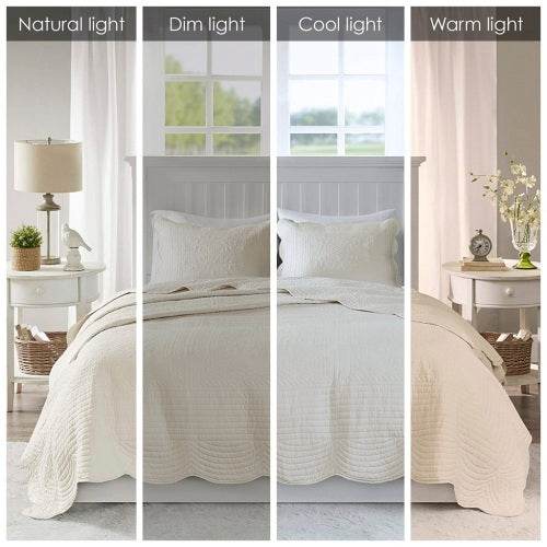 3 Piece Reversible Scalloped Edge Quilt Set Bedding Comforter set - www.Shopthatapp.com