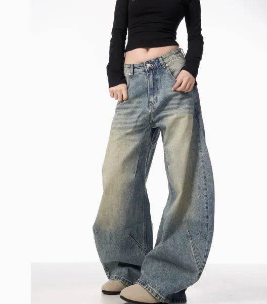 American Retro Washed Distressed Loose Wide-leg Baggy Jeans Pant For Women - www.Shopthatapp.com