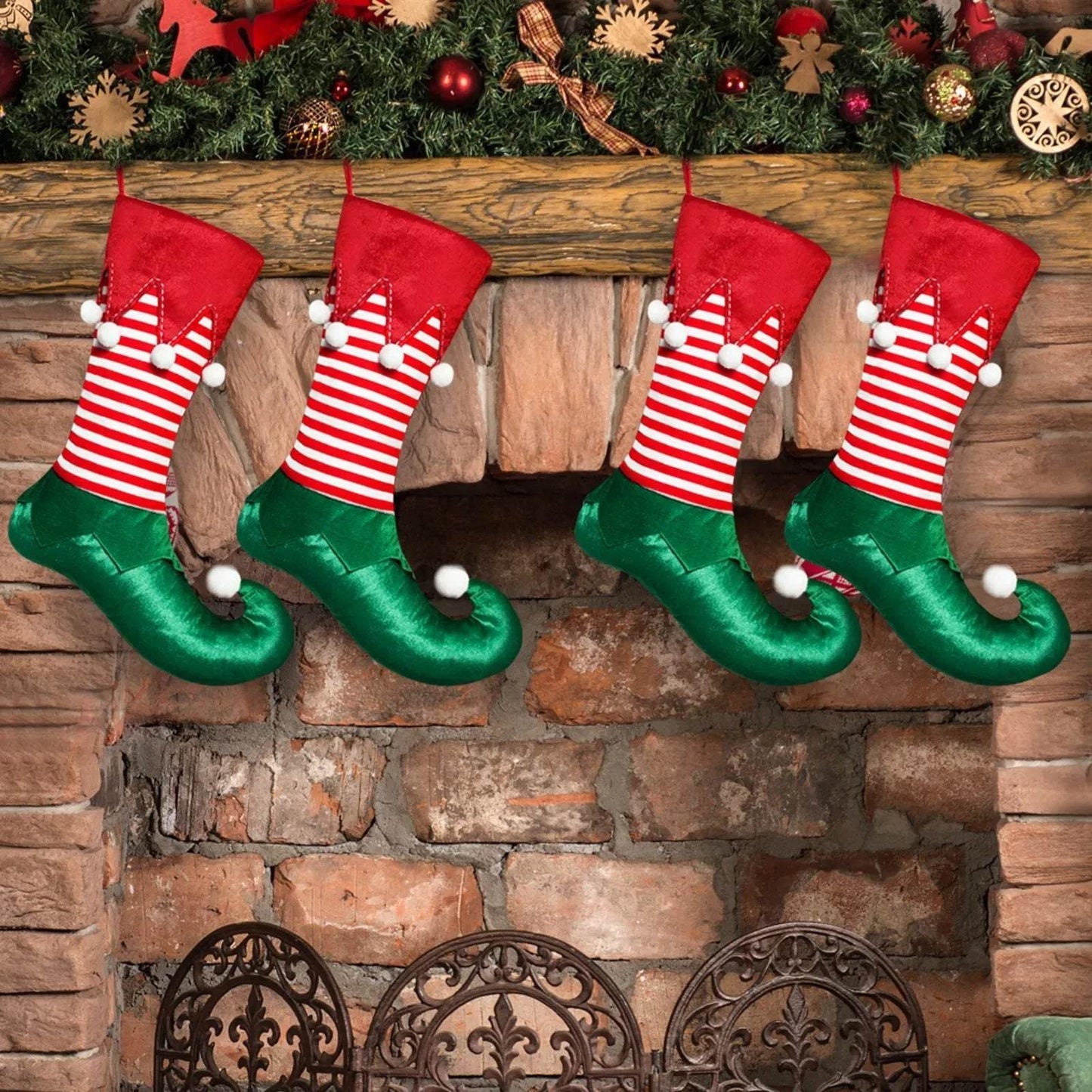 Christmas Decorations Elf Christmas Stockings Gift Bag - www.Shopthatapp.com