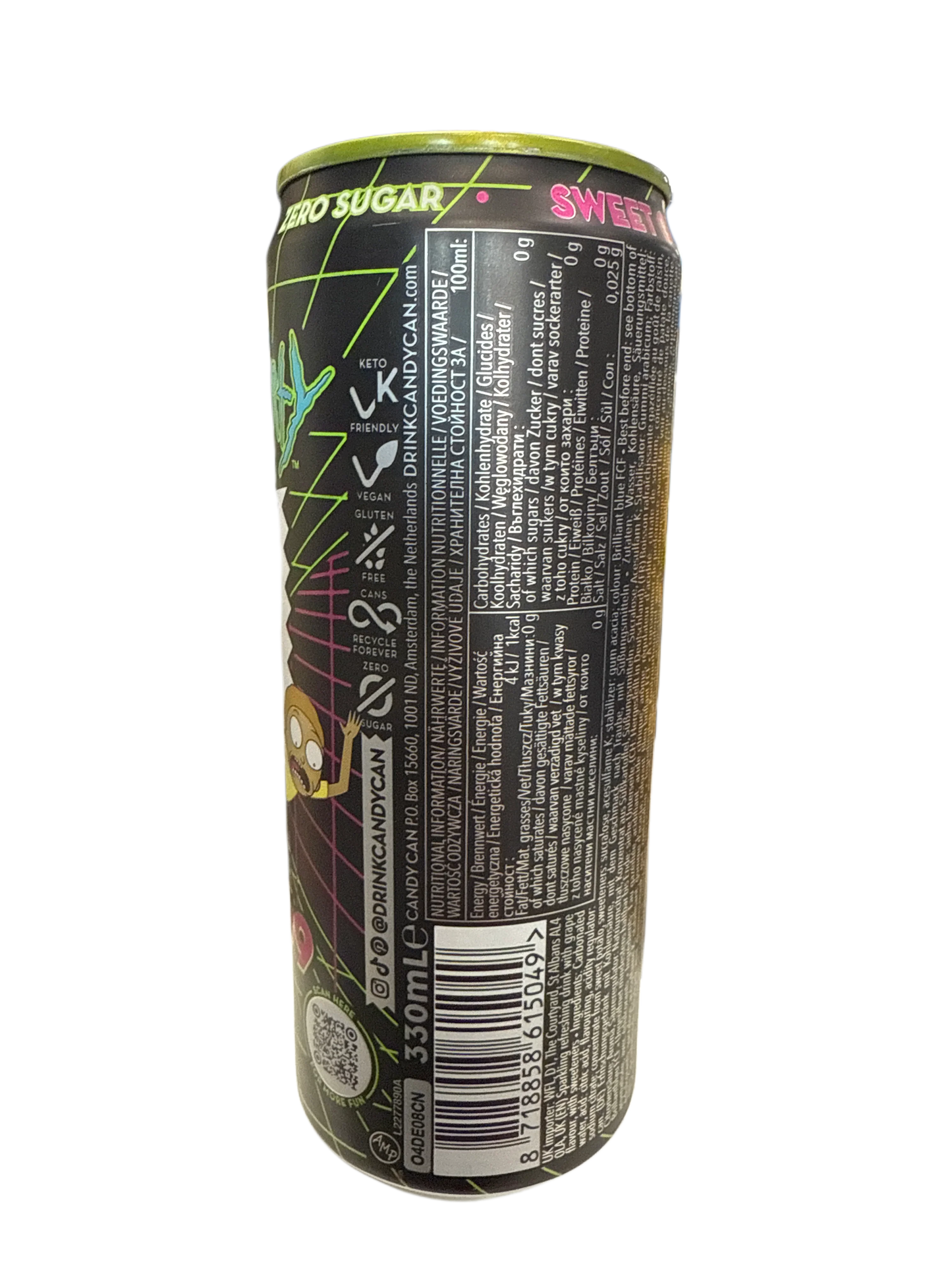 Candy Can Rick And Mortys Halloween Purple Potion Zero Sugar Sweet Grape Flavour 330ML - Canadian Edition - www.Shopthatapp.com