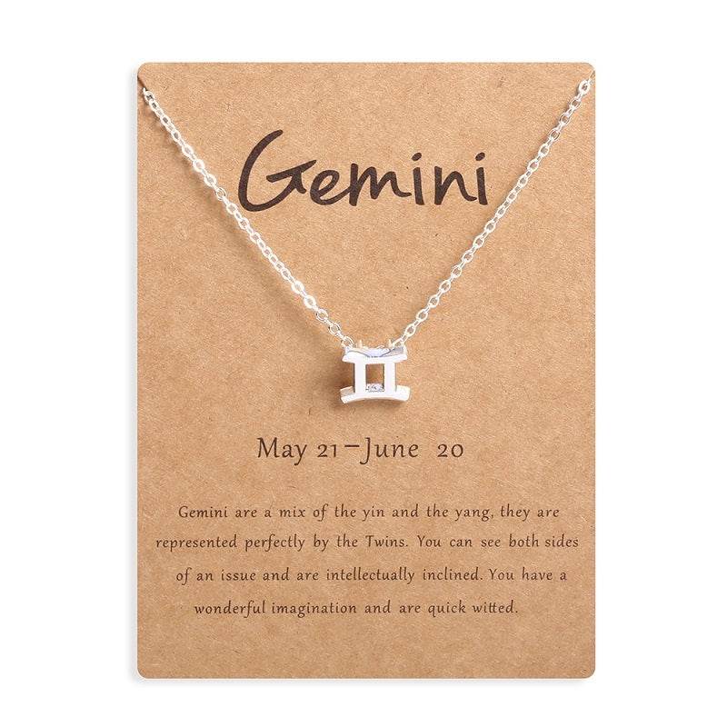 12 Zodiac Sign Necklaces With Gift Card Constellations Pendant Necklace Jewelry - www.Shopthatapp.com