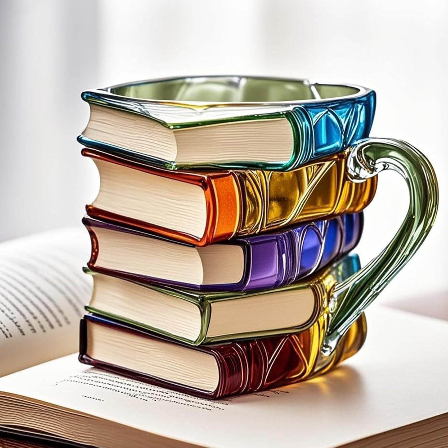 Painted Book Coffee Cup Unique Book Stacking Coffee Cup - www.Shopthatapp.com