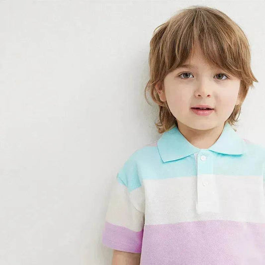 Polo Shirt  for boys Short Sleeve Striped  cotton shirt for baby boys - www.Shopthatapp.com
