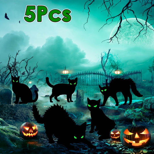 6Pcs Skull Or 6Pcs Tomb Or 5Pcs Black Cat Halloween Yard Sign Decorations  Glow In The Dark For Haunted House Garden Yard And Scary Theme Party - www.Shopthatapp.com