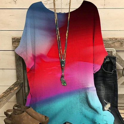 Summer Loose blouse Round Neck Short Sleeve Cotton And Linen Top For Women - www.Shopthatapp.com