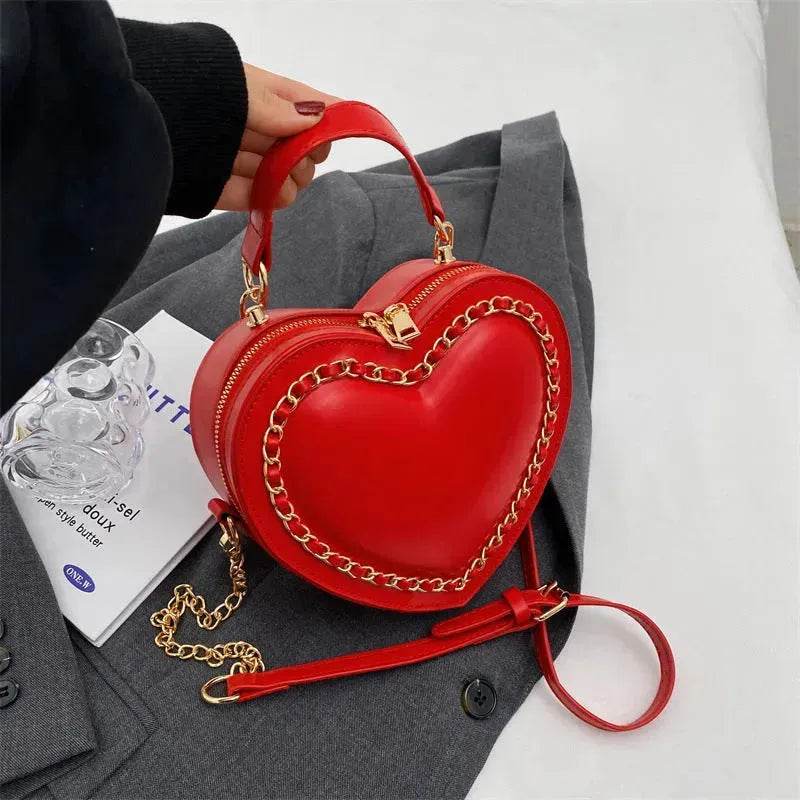 Women's Fashion Casual Heart Shaped Chain Shoulder Messenger Crossbody Bag - www.Shopthatapp.com