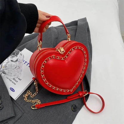 Women's Fashion Casual Heart Shaped Chain Shoulder Messenger Crossbody Bag - www.Shopthatapp.com