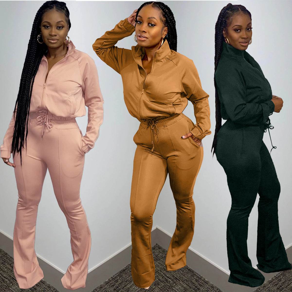 Women 2pcs Long sleeve Wide leg Pant set - www.Shopthatapp.com