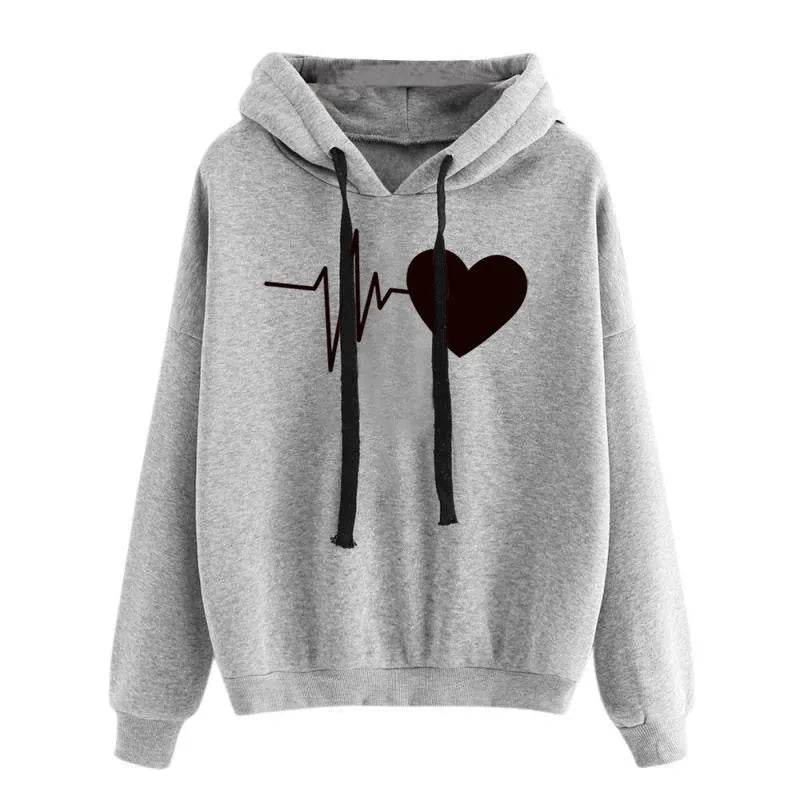 Unisex Heart Print Streetwear Hoodies sweatshirt Pullover Long Sleeve Clothes - www.Shopthatapp.com