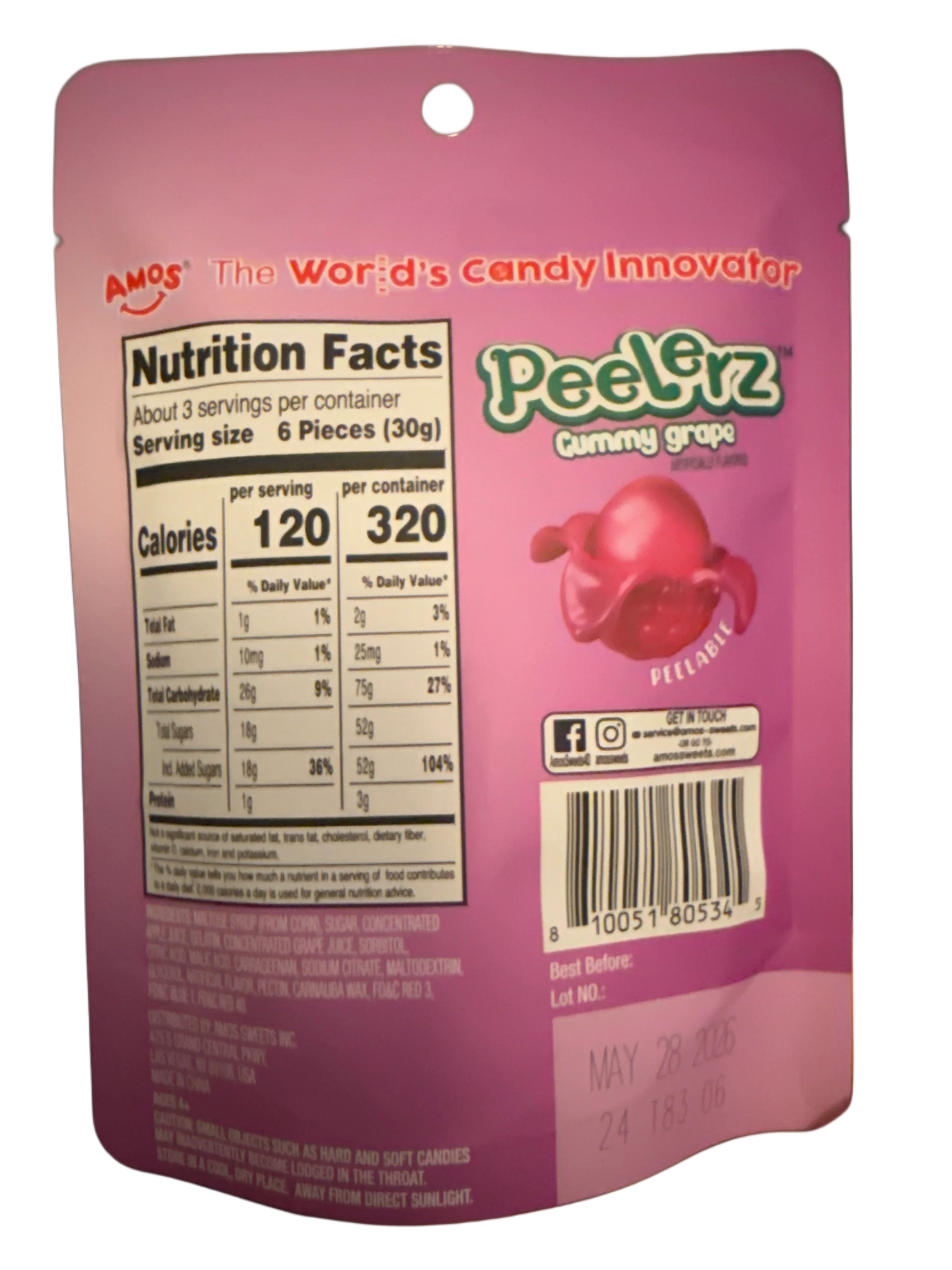 Amos Peelerz Gummy Grape 85G - U.S Edition - www.Shopthatapp.com