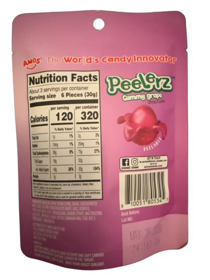 Amos Peelerz Gummy Grape 85G - U.S Edition - www.Shopthatapp.com