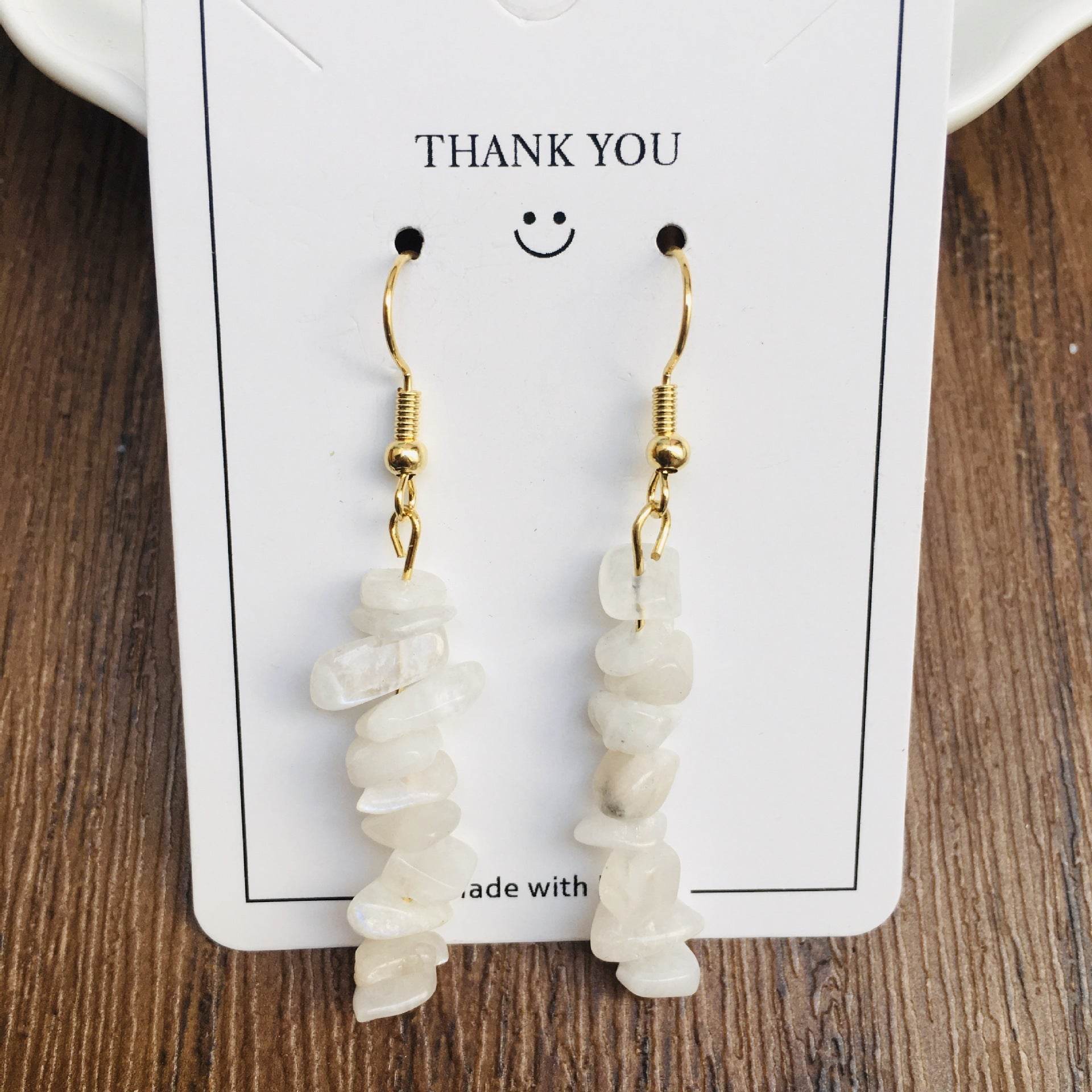 Handmade DIY Natural Crystal Stone Beaded Earrings - www.Shopthatapp.com