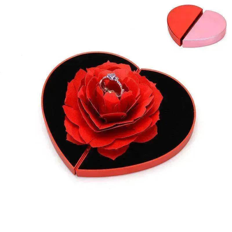 3D Love Box Heart-shaped Rose Flower Rotating Ring Box Valentines Day Gift - www.Shopthatapp.com