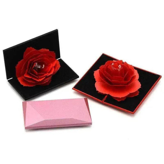 3D Love Box Heart-shaped Rose Flower Rotating Ring Box Valentines Day Gift - www.Shopthatapp.com