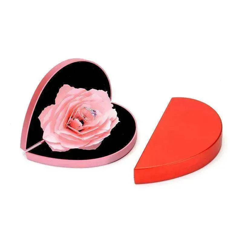 3D Love Box Heart-shaped Rose Flower Rotating Ring Box Valentines Day Gift - www.Shopthatapp.com
