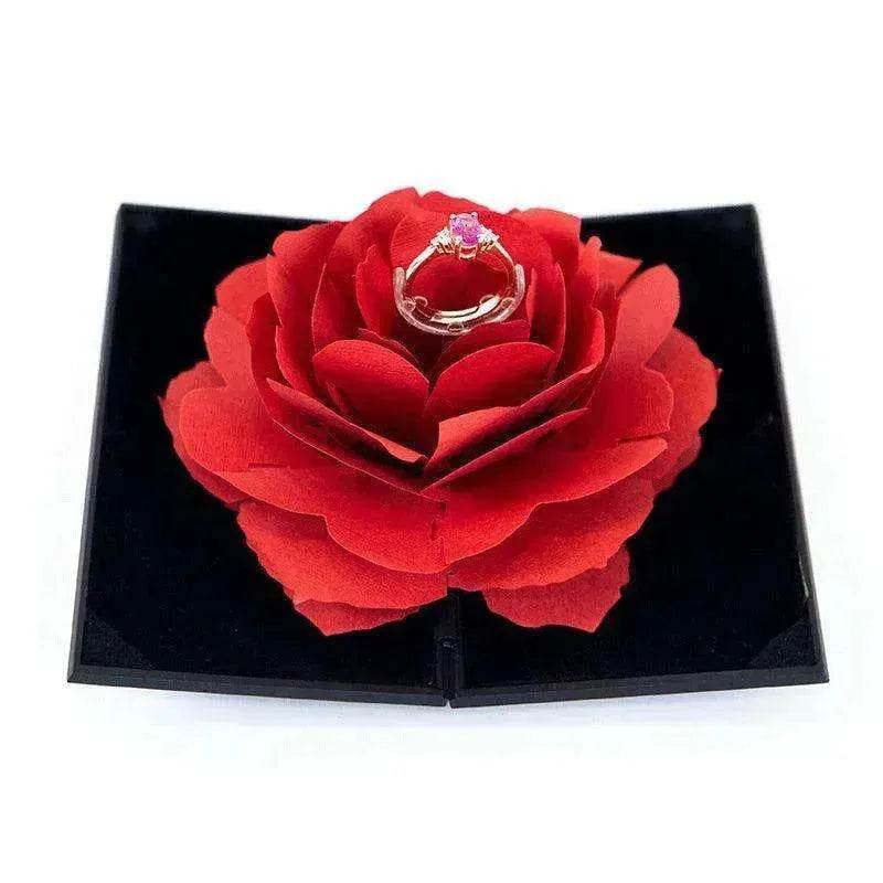 3D Love Box Heart-shaped Rose Flower Rotating Ring Box Valentines Day Gift - www.Shopthatapp.com