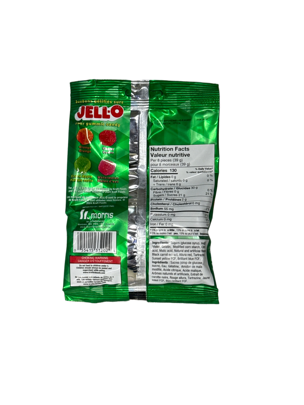 JELL-O Sour Gummy Candy Cubes 127G - Canadian Edition - www.Shopthatapp.com