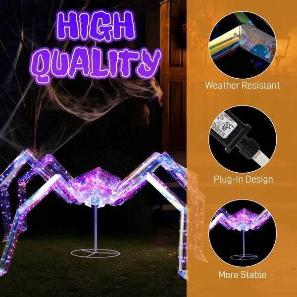 3FT Halloween Decorations Light Up Spider, Outdoor Halloween Decor Lighted Iridescent Spider - www.Shopthatapp.com #