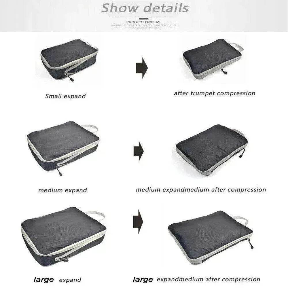 3Pcs Comp. Packing Cubes Expandable Travel Bags Organizer - Random Color - www.Shopthatapp.com