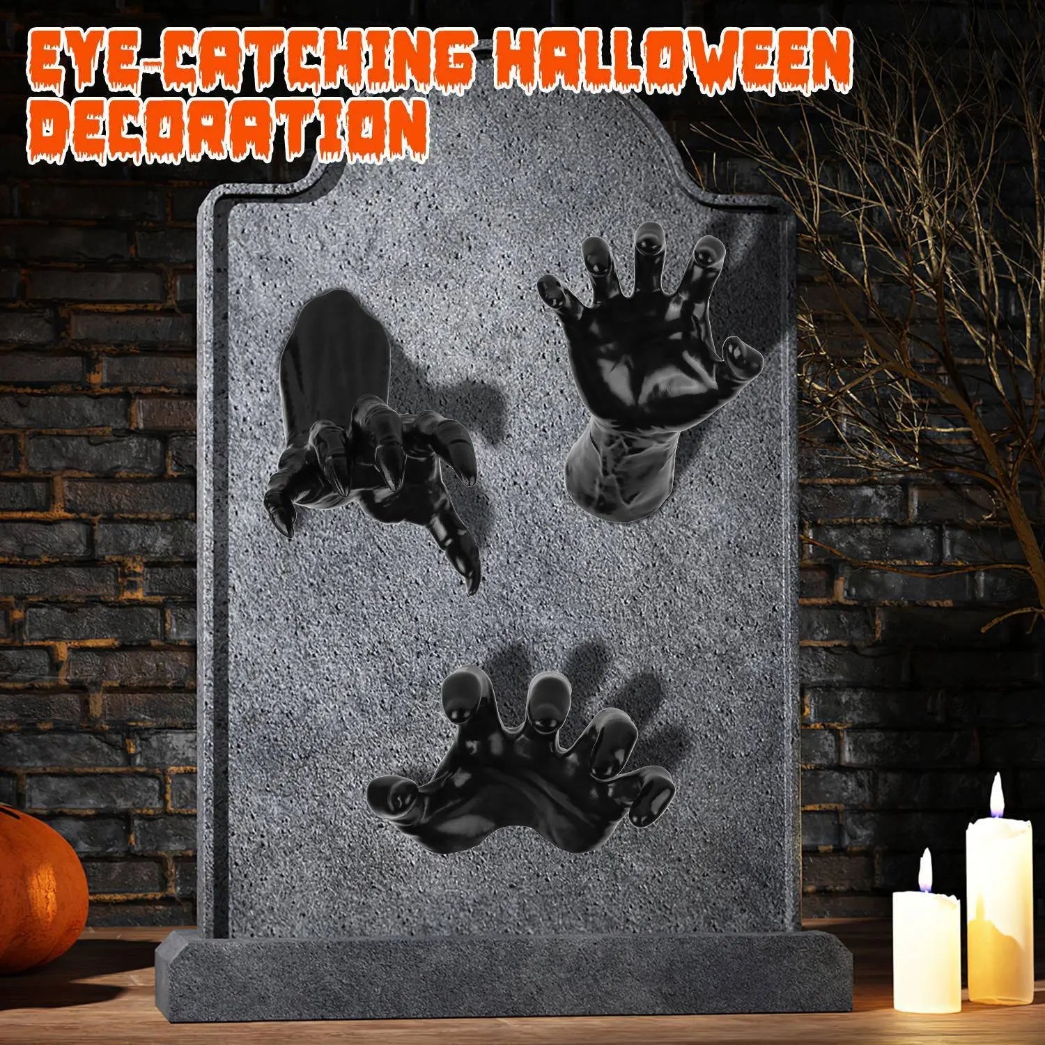 3Pcs Creepy Reaching Hands With Lighted Candles Wall Mounted Halloween Decoration Witch Devil Hand Aesthetic Goth Gothic Life Sized Horror Hands Hanging Sculpture - www.Shopthatapp.com