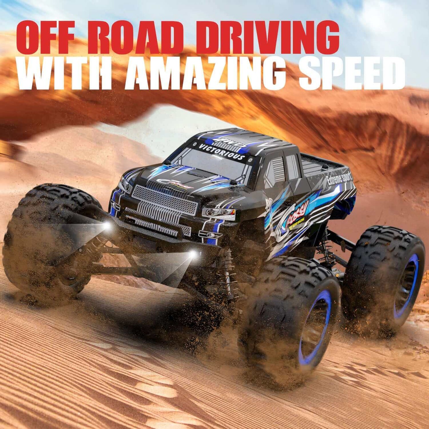 Racent Crossy 1/16 Scale 4x4 RC Monster Truck - 30mph Fast, High Speed, Off Road - www.Shopthatapp.com
