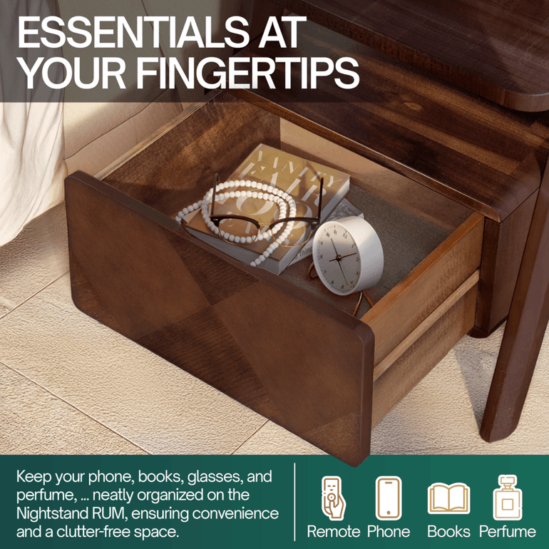 Rum Nightstand with drawer - www.Shopthatapp.com