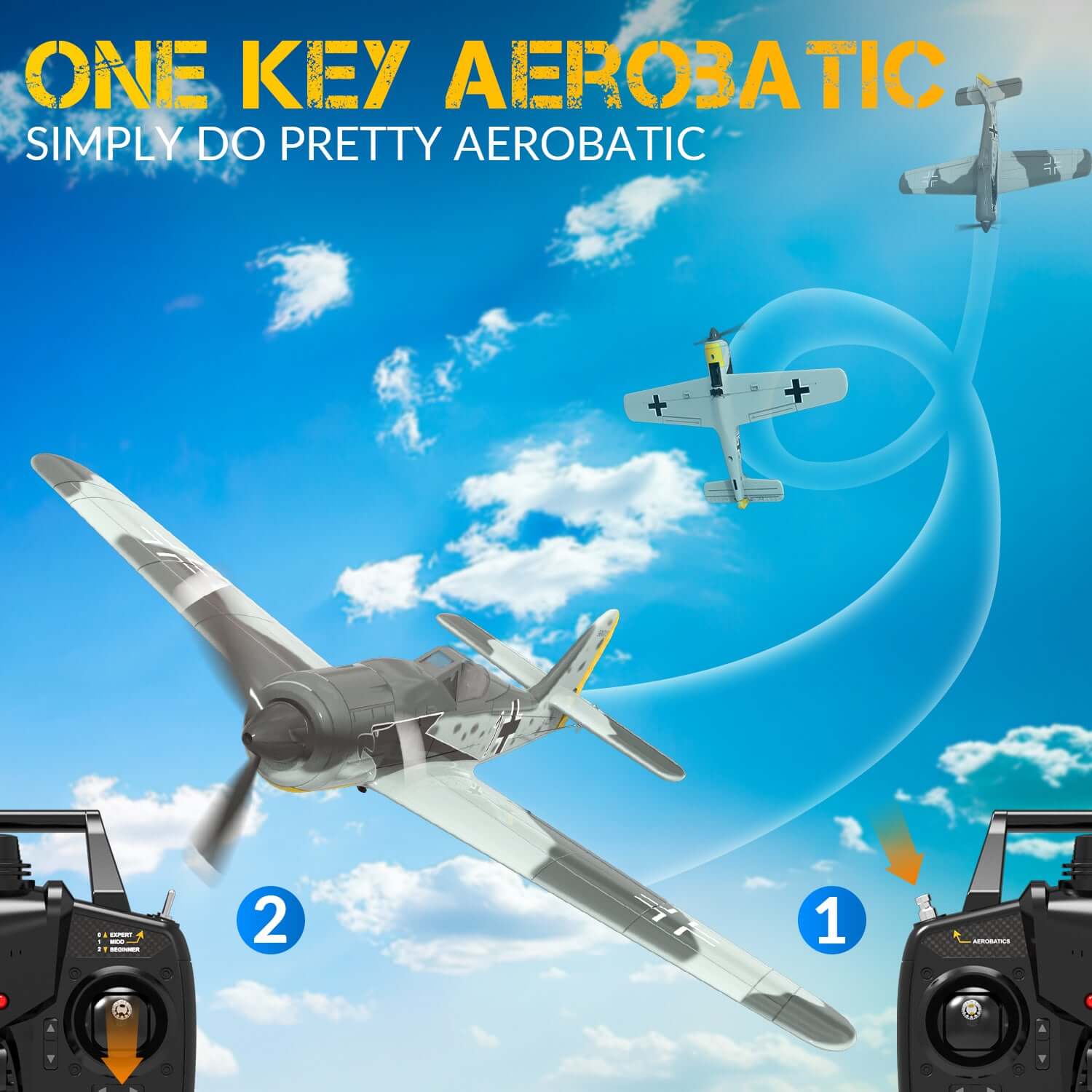 Volantex RC 2.4GHz German Warplane with Gyro Stabilization & One-Key Aerobatics - www.Shopthatapp.com
