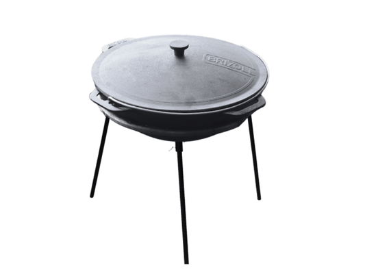 Chaudron asiatique en fonte de 12 L avec couvercle et support en métal