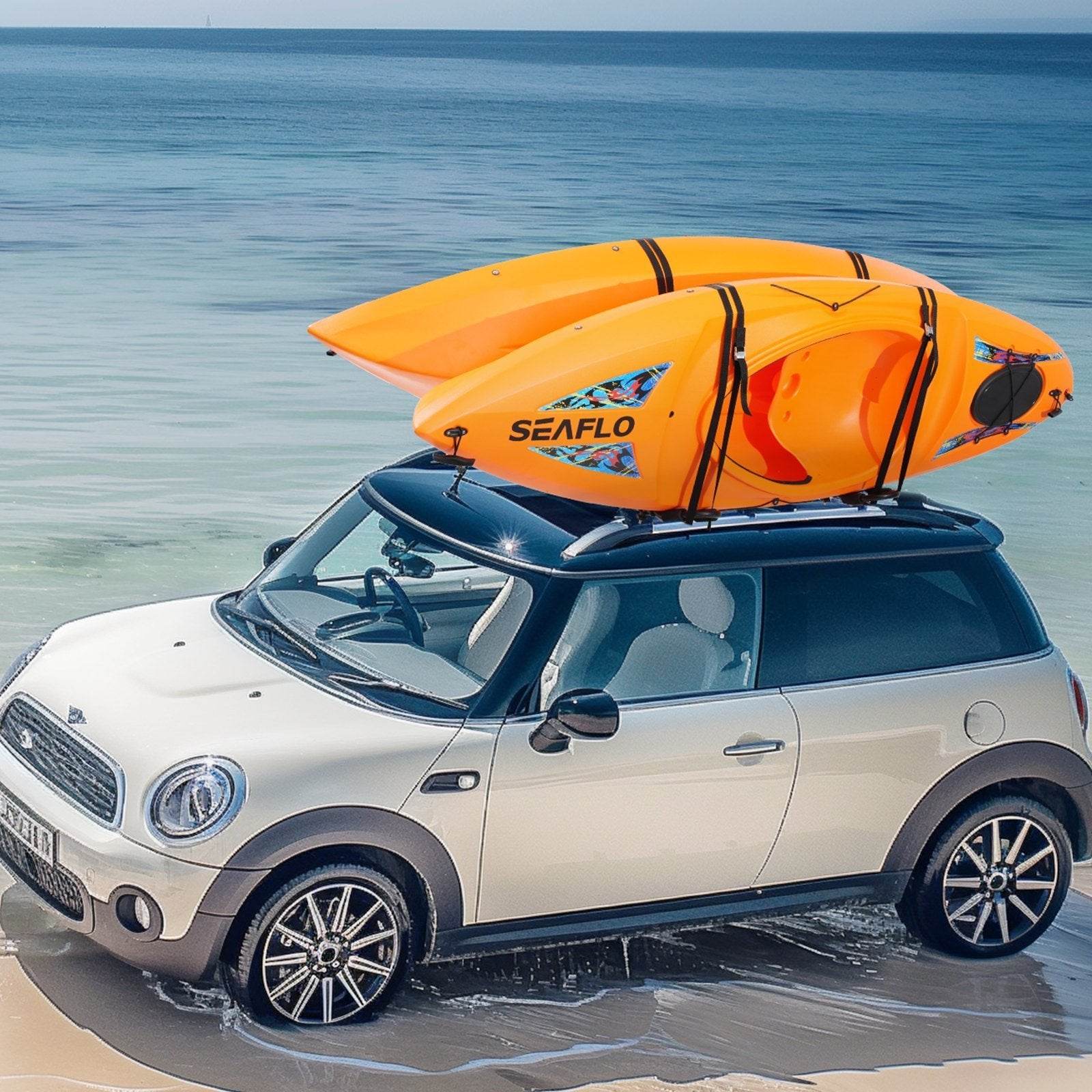 Kayak Roof Rack 1 Pair J-Bar, Soft Roof Rack, Top Mount Tie Down, Carrier For Kayak, Surf Board, Canoe, SUP, Ski Board, Mount On Car, SUV, Truck, 2 Kayaks - www.Shopthatapp.com