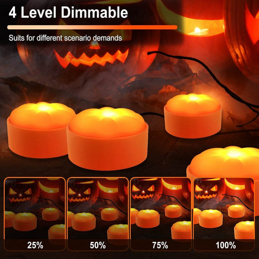 4 Pack Halloween LED Pumpkin Lights Battery Operated Halloween Decoration Lights With 2 Light Modes 4 Timer Setting Remorte Control For Party Pumpkin Decor - www.Shopthatapp.com