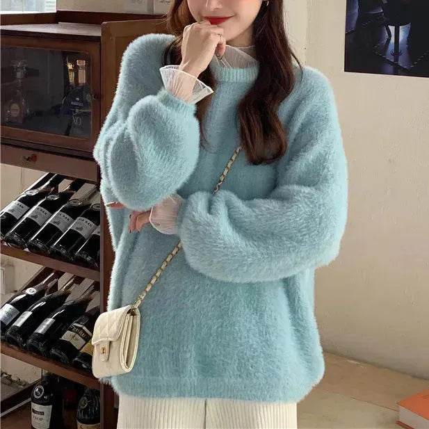 Autumn Winter Mink-like Wool Thick Plush Pullover Sweater for Women - www.Shopthatapp.com