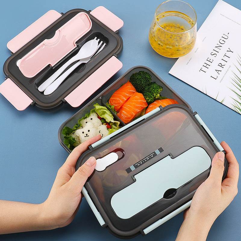 Portable Kids Bento Plastic Lunch Box with Cutleries - www.Shopthatapp.com